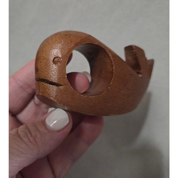 Lot 6 Wooden Whale Napkin Rings Philippines Nautical Dinner Party - Picture 4 of 8